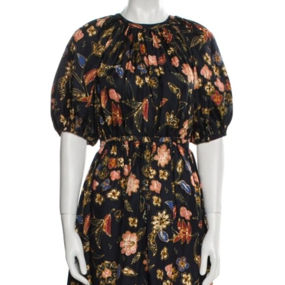NWOT ULLA JOHNSON Cybil Silk Midi Dress in Odessa S $765 - Picture 9 of 11